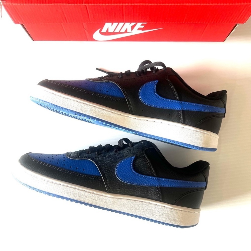 Nike Court Vision Low Men’s Sneakers Black Blue White Size 9.5 NEW